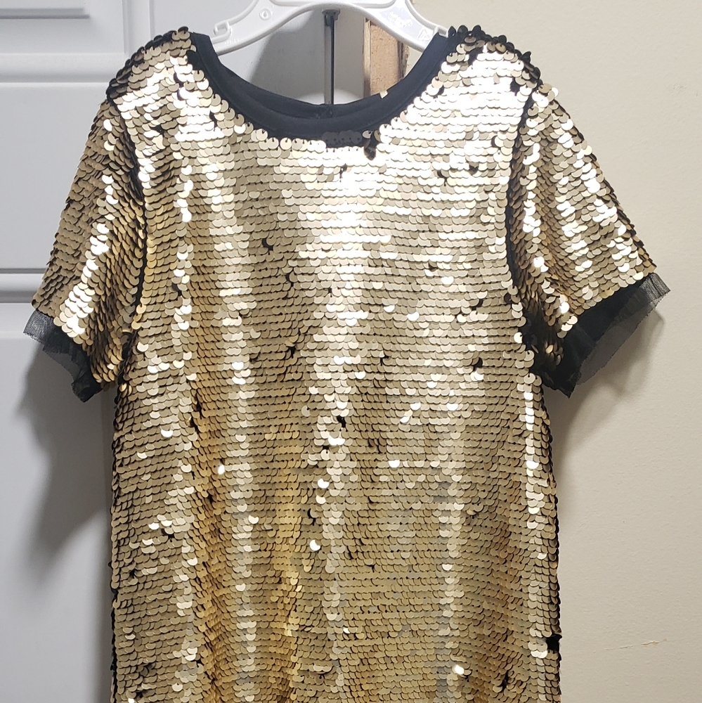 Primark gold and black sequence girl dress